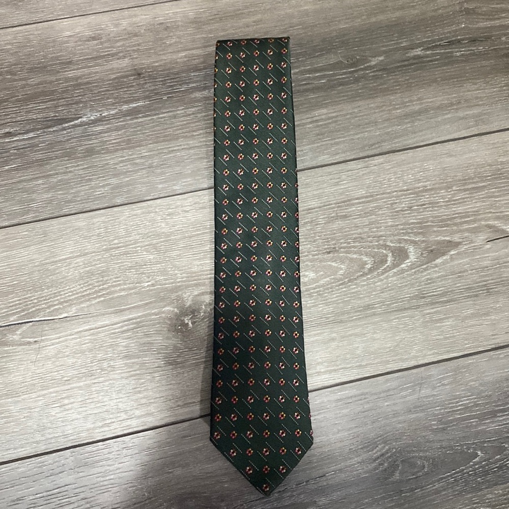Vintage Oleg‎ Cassini Green Printed Tie